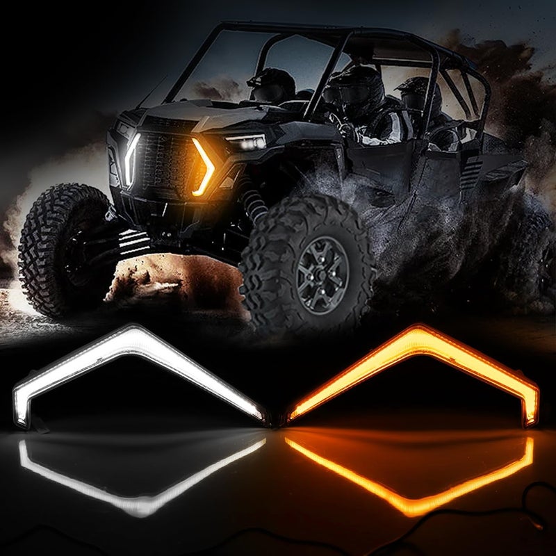 Beatto RZR XP Front Accent Lights, White & Amber Fang Lights Compatible with Polaris RZR 1000 XP XP4 Turbo S 2019-2024 RZR Trail S1000 900 Automotive lighting headlights for vehicles - Image 1